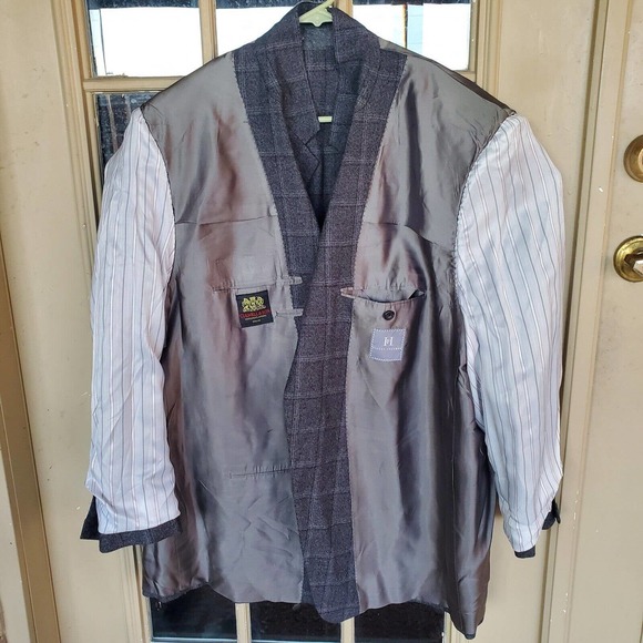 Hickey Freeman Mens Gray Custom Surgical Cuffs Plaid Wool 2 Button Blazer 51 R - Picture 8 of 9